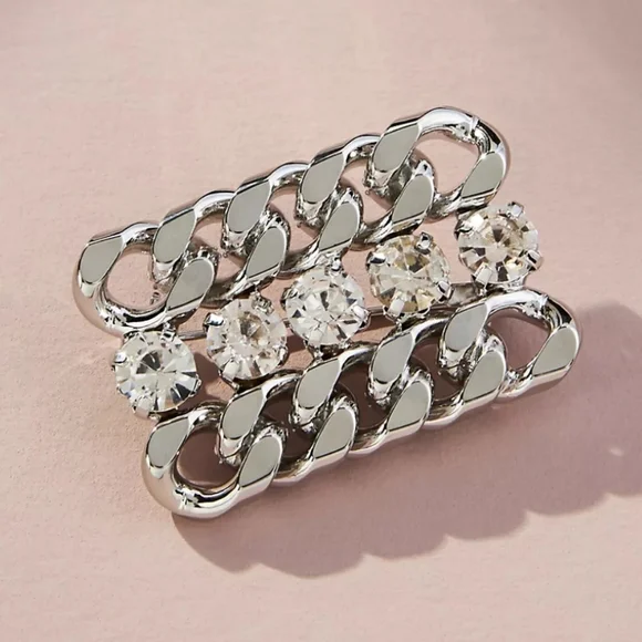 Anthropologie Silver Double-Chain Pin Brooch Men main image 4